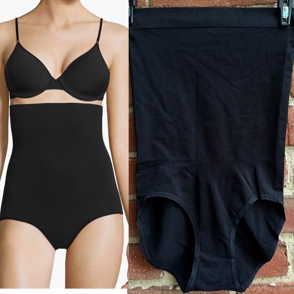 Spanx Higher Power Seamless Panty In Black Tummy Control Shapewear Large New